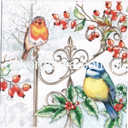 Serwetka -3151- MINI 25x25 cm , wzór 4 krotny , ptaszki